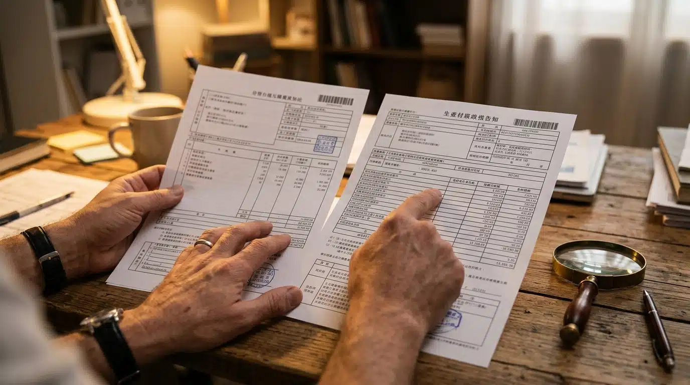 Comparaison de deux avis de taxe foncière