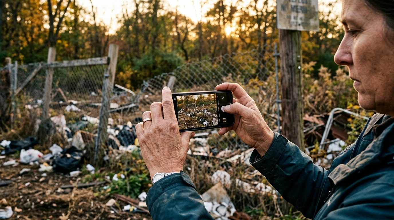 Photo de preuve des dégâts sur un terrain occupé