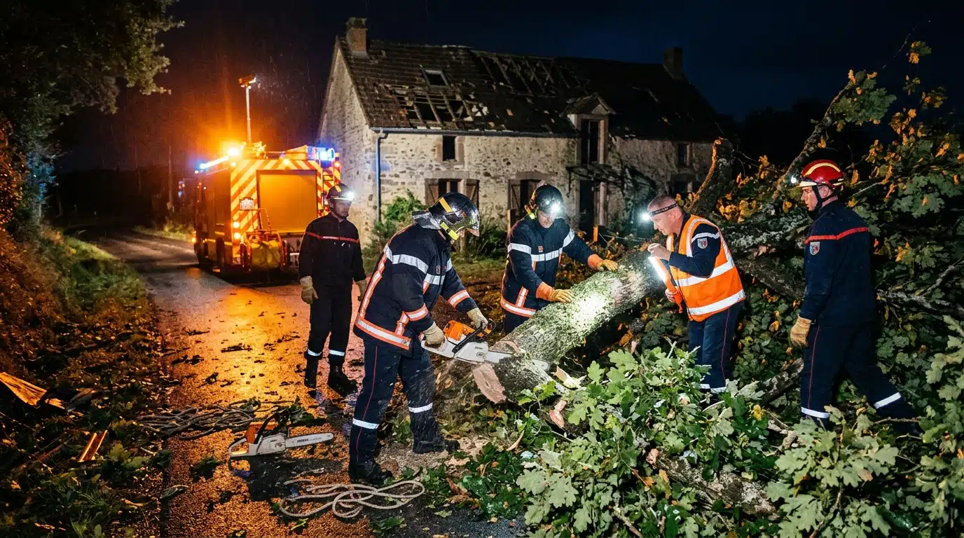 Pompiers mobilisés de nuit après la tornade dans l'Aude