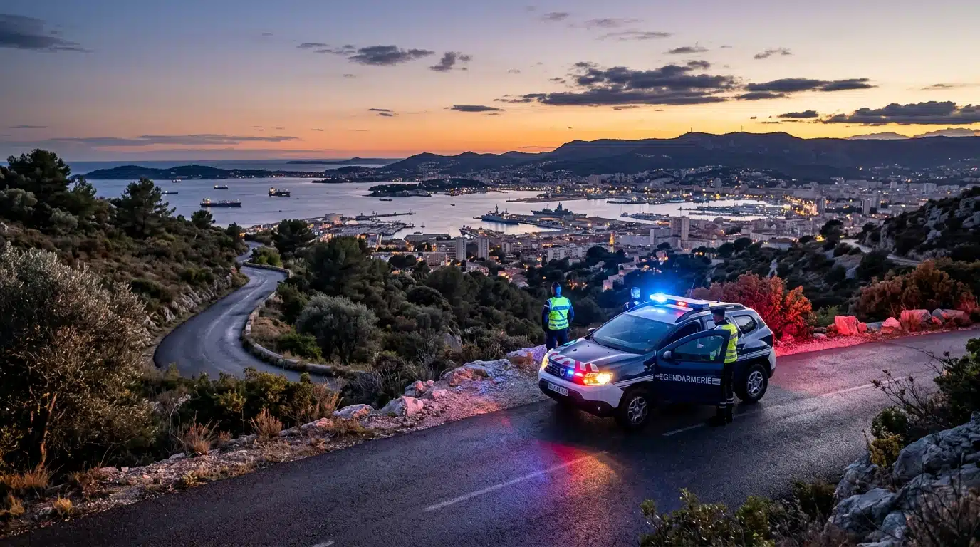 Voiture de gendarmerie sur les hauteurs de Toulon