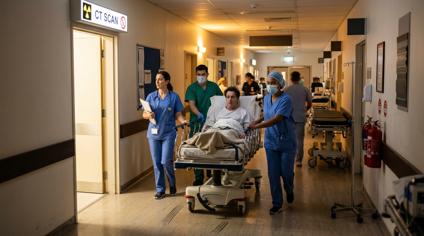 Patient transporté en urgence pour un scanner cérébral