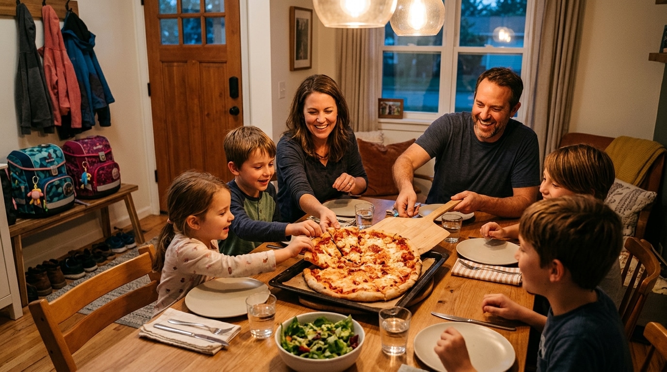 Pizza maison à la sauce tomate pour le dîner de rentrée