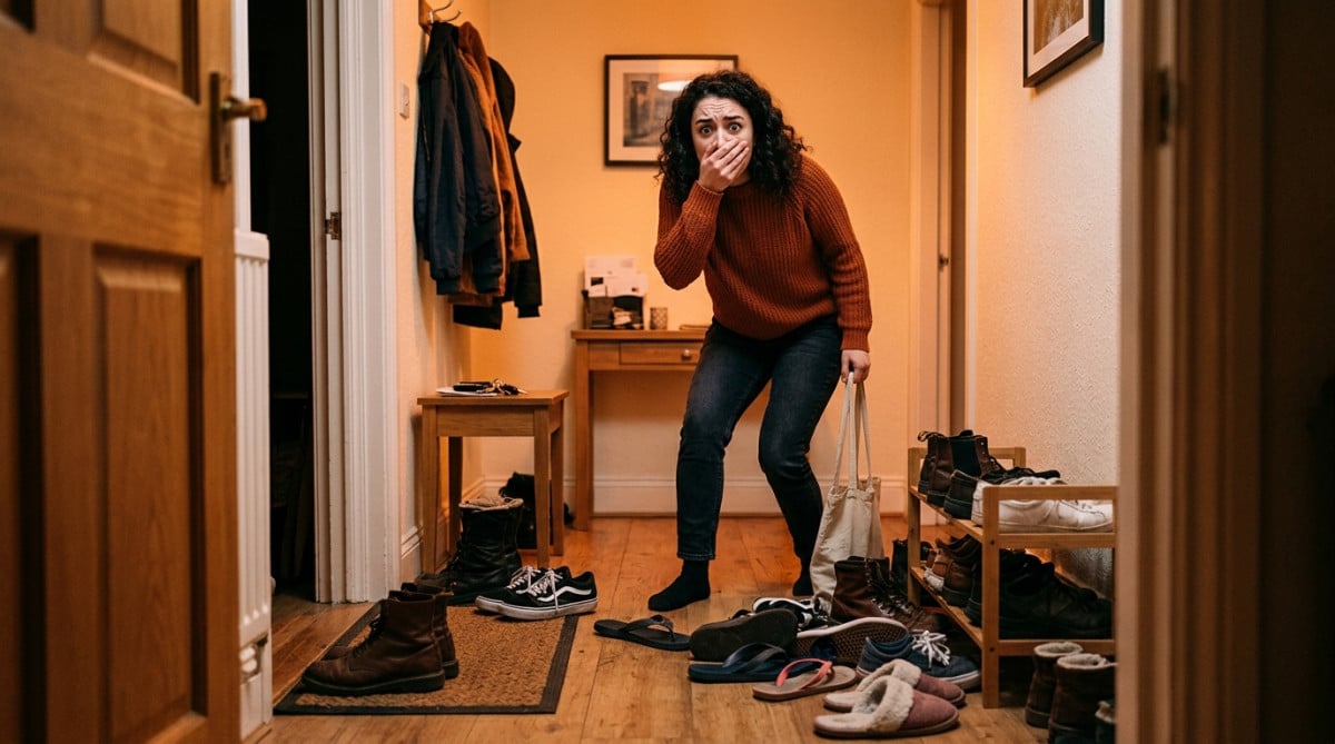 Un ami recule en sentant l'odeur des pieds