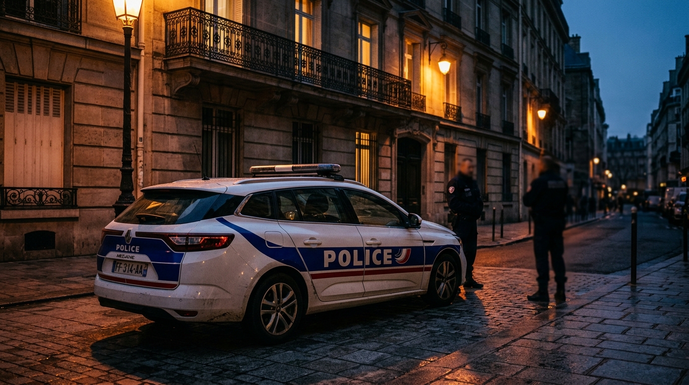 Véhicule de police devant l'immeuble lyonnais