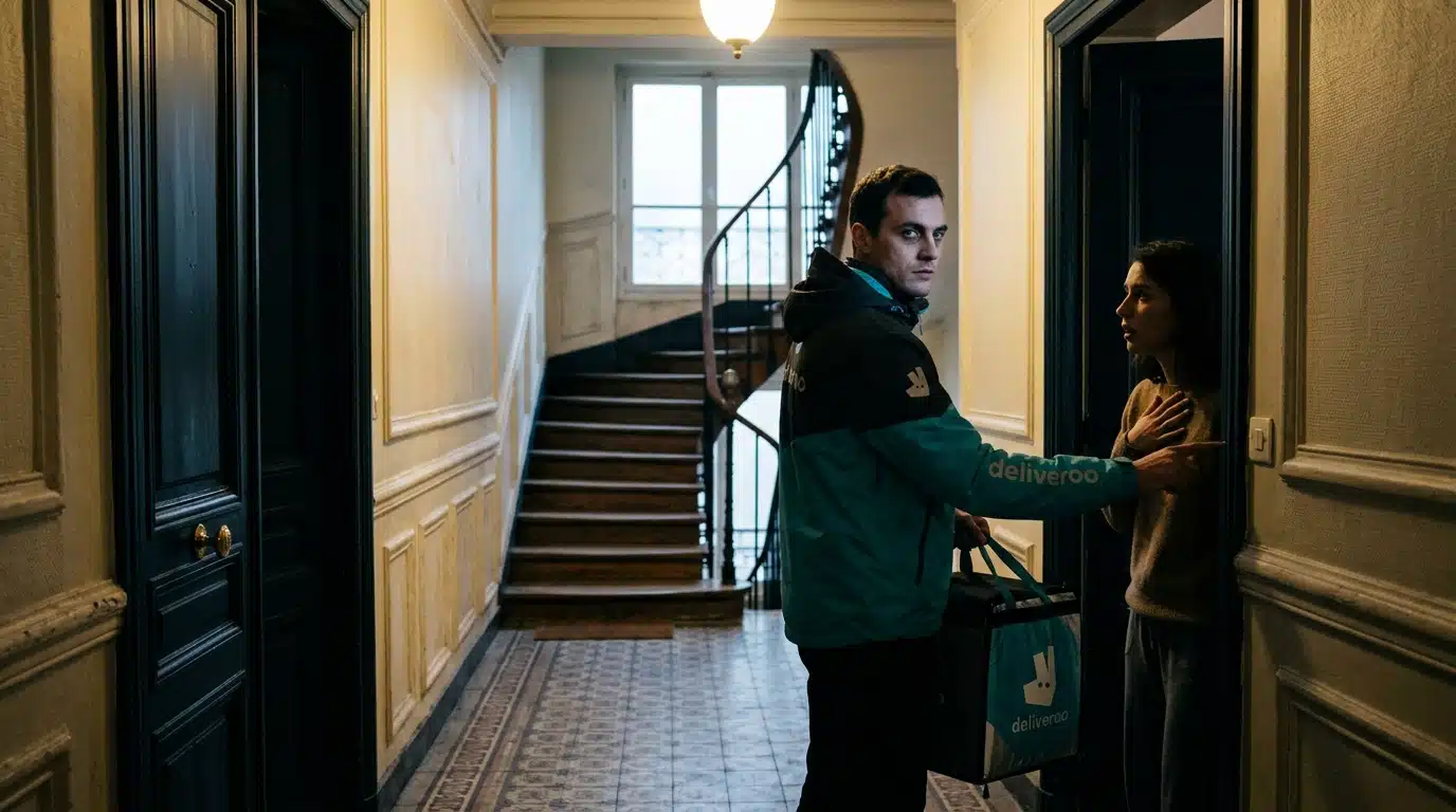 Un livreur Deliveroo sonne à 8h30 dans un immeuble parisien : ce qu'il cachait sous son casque glace le sang
