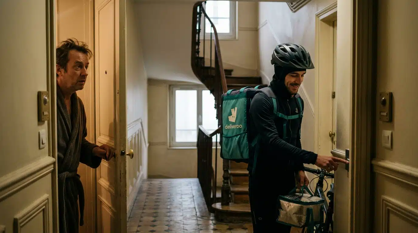 Un livreur Deliveroo sonne à 8h30 dans un immeuble parisien : ce qu'il cachait sous son casque glace le sang