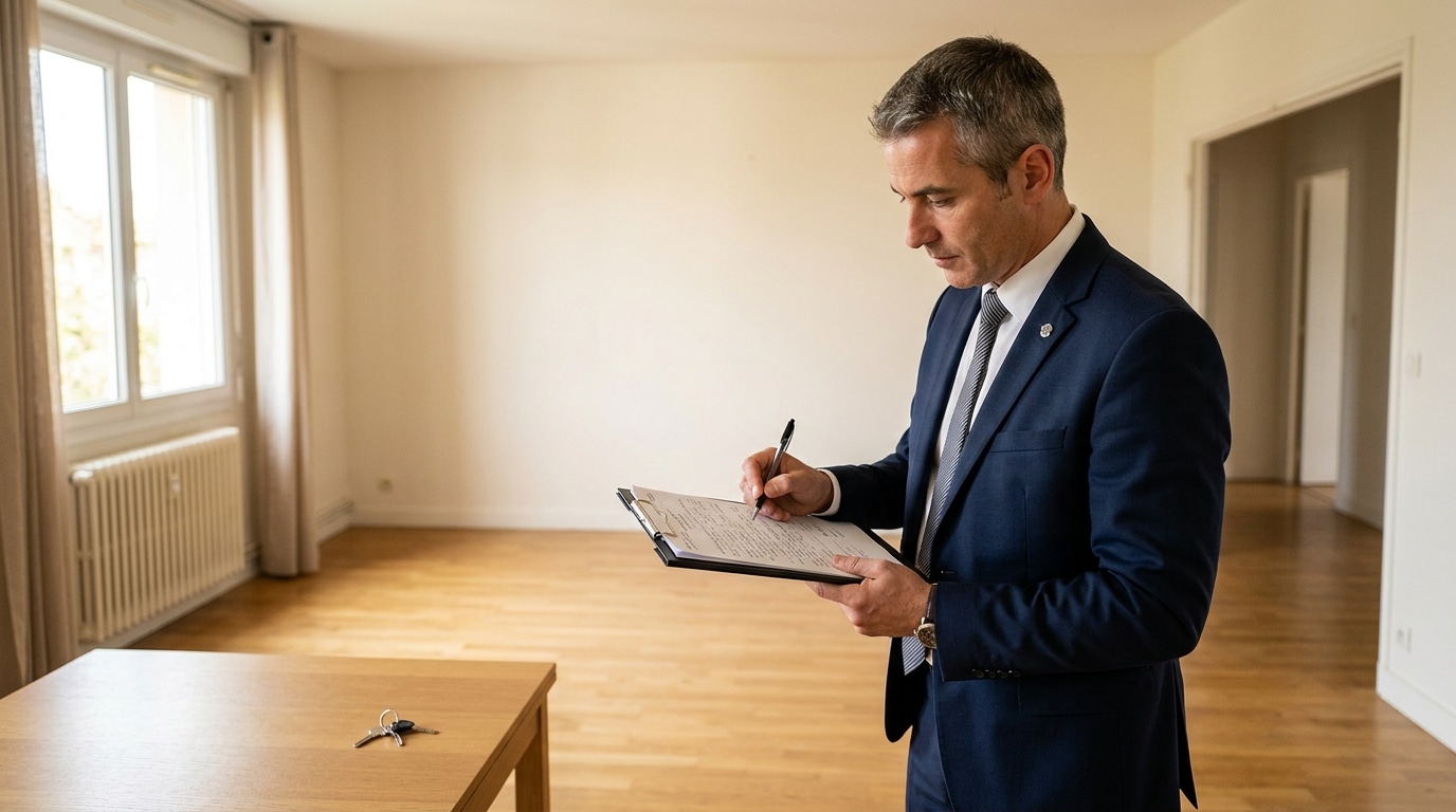 Commissaire de justice constatant l'abandon du logement