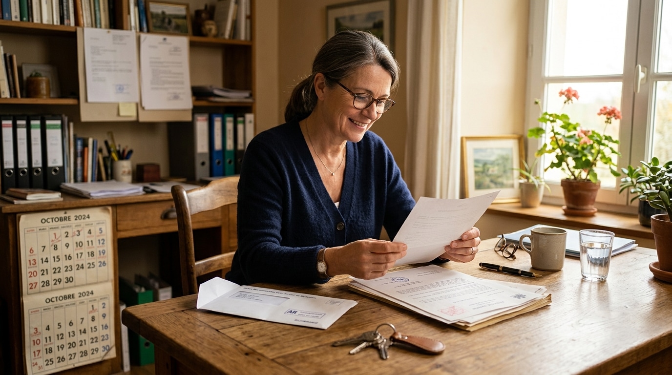 Propriétaire consultant les documents de mise en demeure