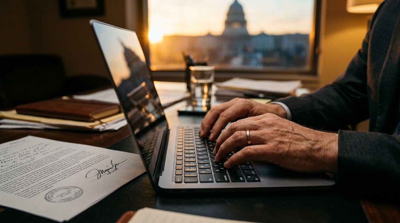 Mains sur un clavier avec documents juridiques