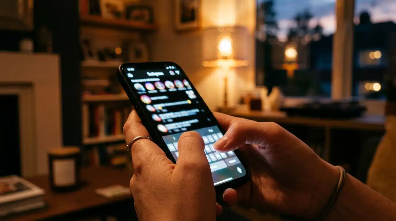 Téléphone avec messages de harcèlement en ligne