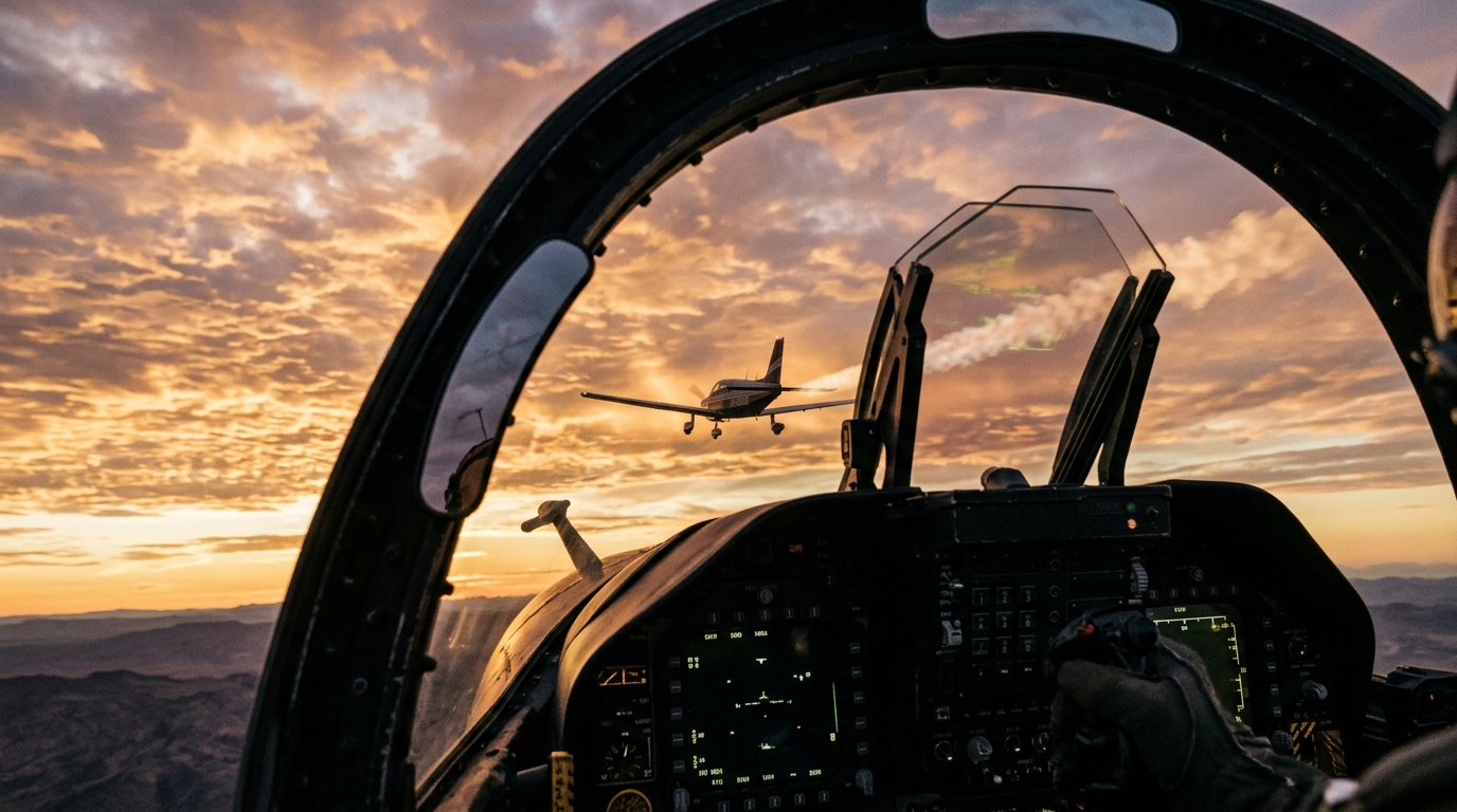 Avion privé observé depuis un Rafale en plein vol