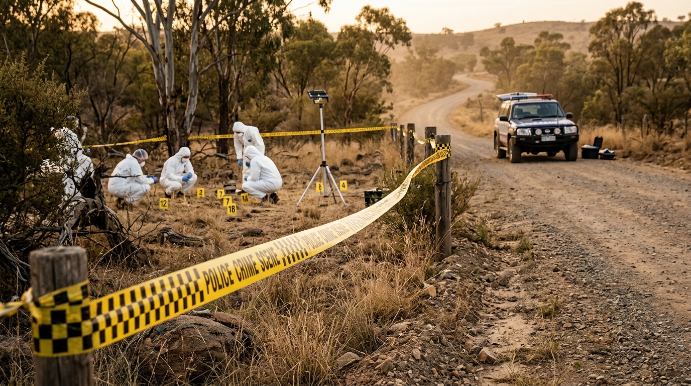 Scène de crime avec ruban de police en Australie