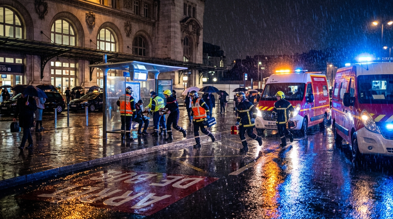 Secours mobilisés de nuit près de la gare de Caen