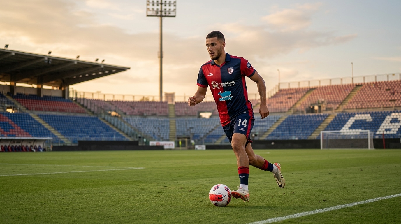 Jeune attaquant de Cagliari s'entraînant seul sur le terrain