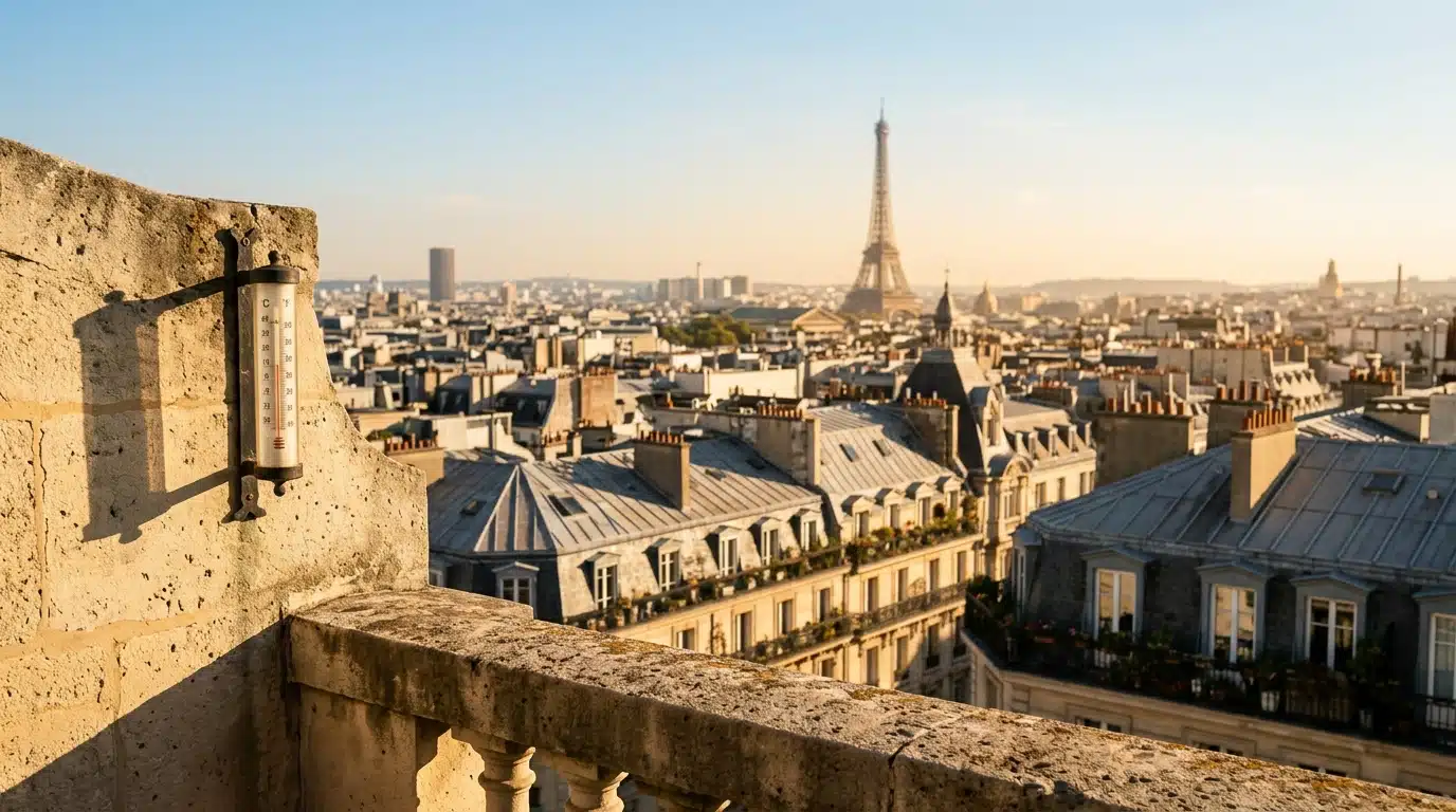 Toits parisiens sous un ciel ensoleillé de fin septembre