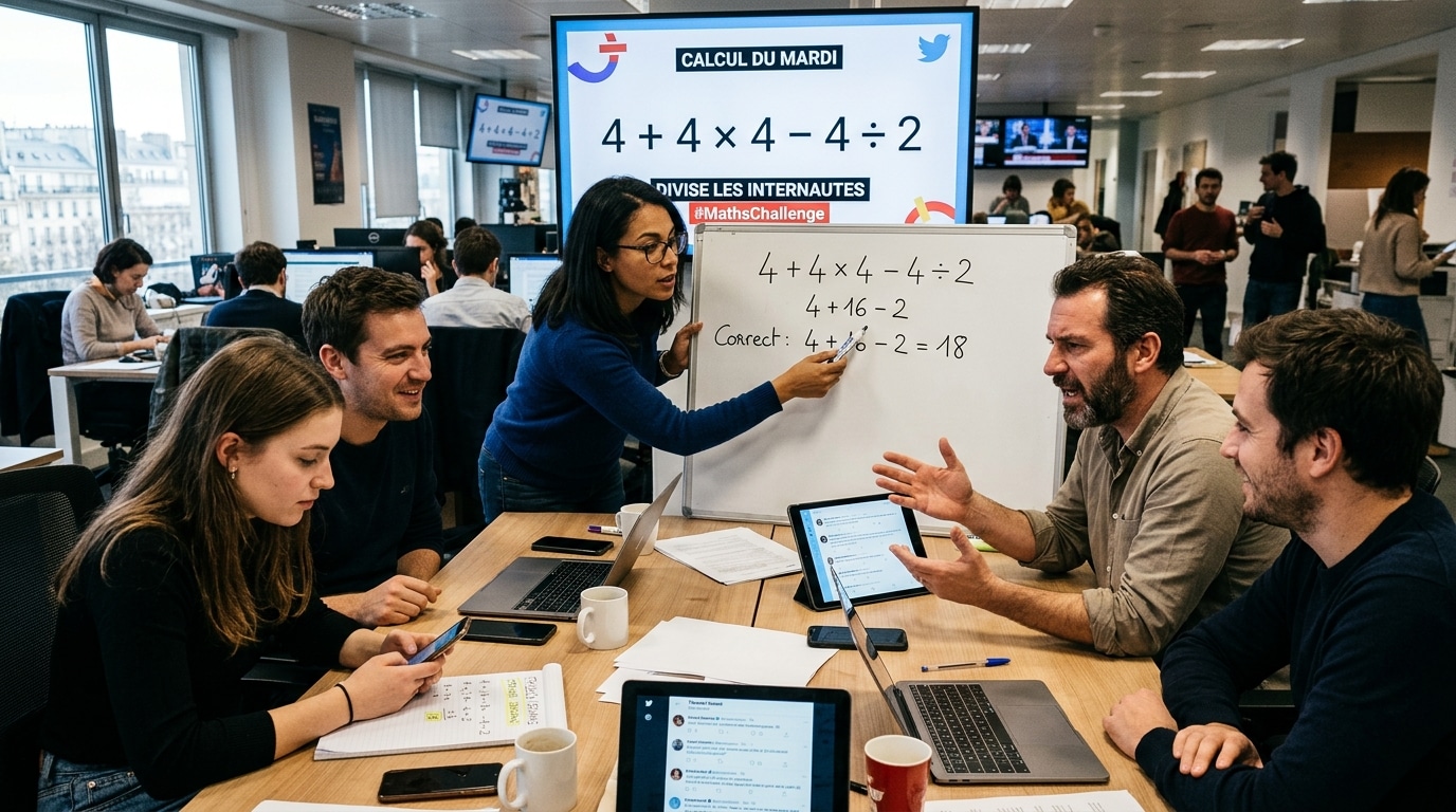 4 + 4 × 4 − 4 ÷ 2 : ce calcul du mardi divise les internautes sur les réseaux