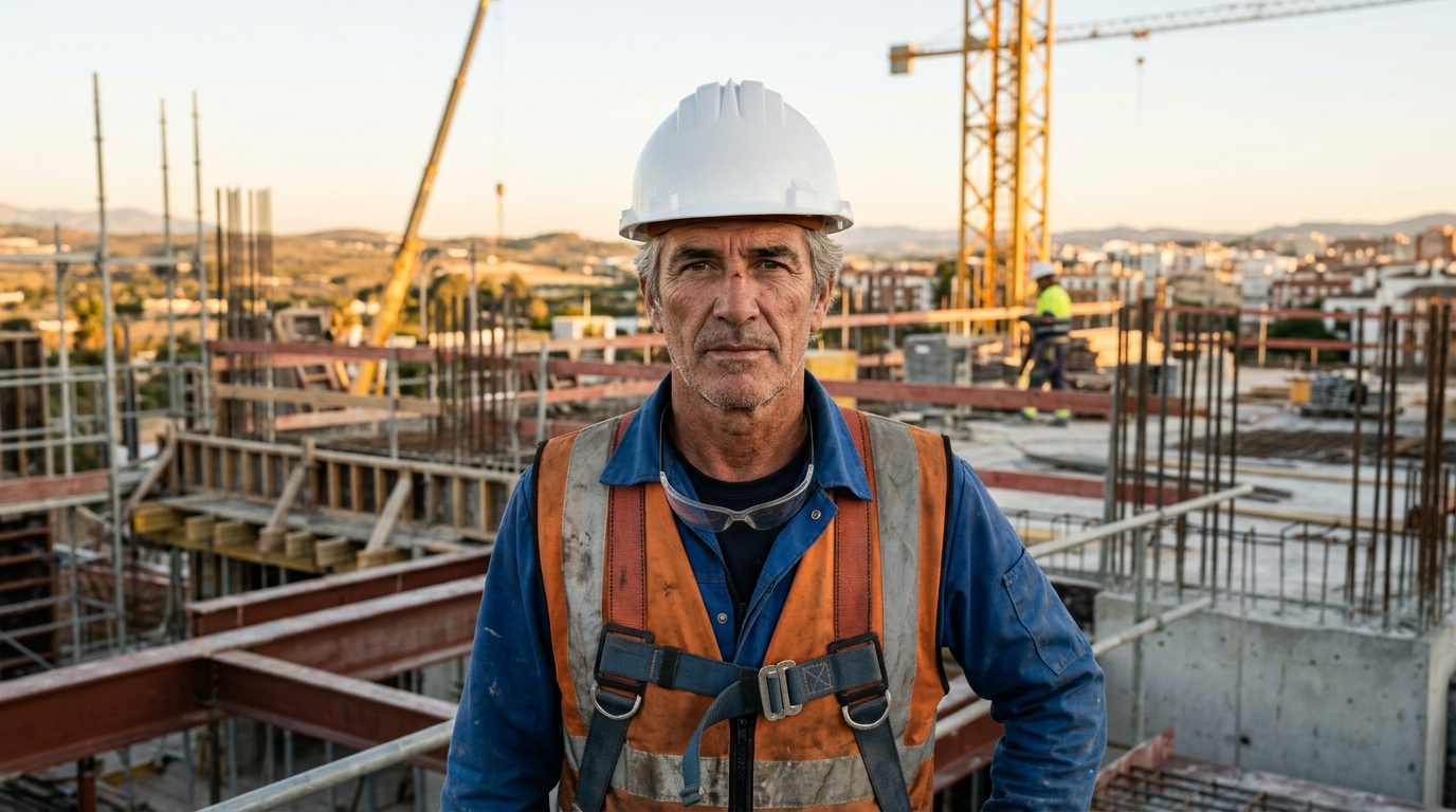 Ingénieur du BTP sur un chantier de construction espagnol