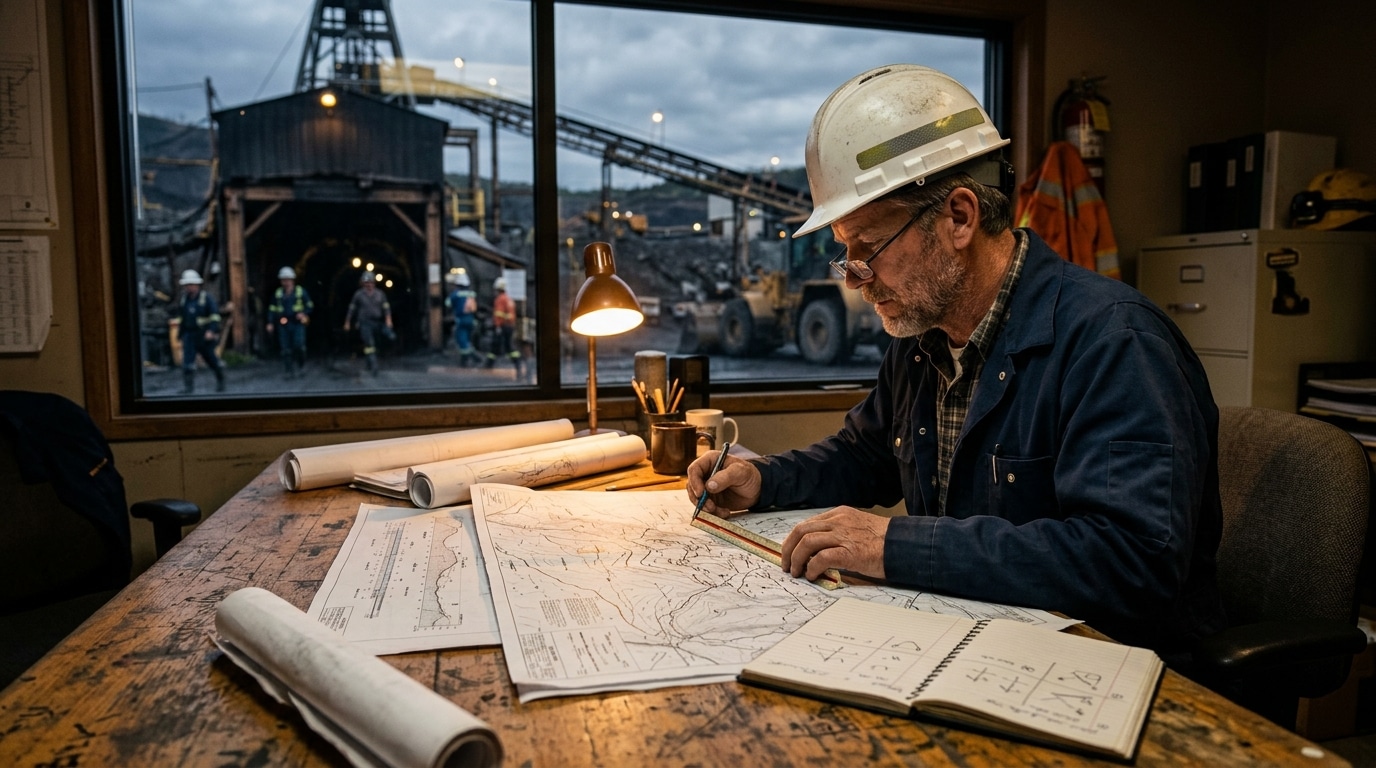 Ingénieur minier consultant des cartes géologiques sur site