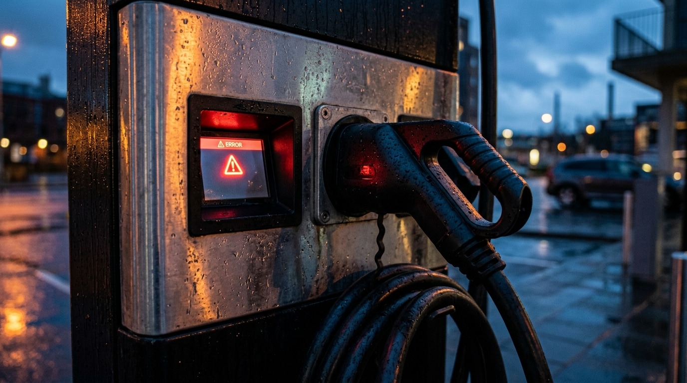 Câble de recharge électrique branché sur borne publique