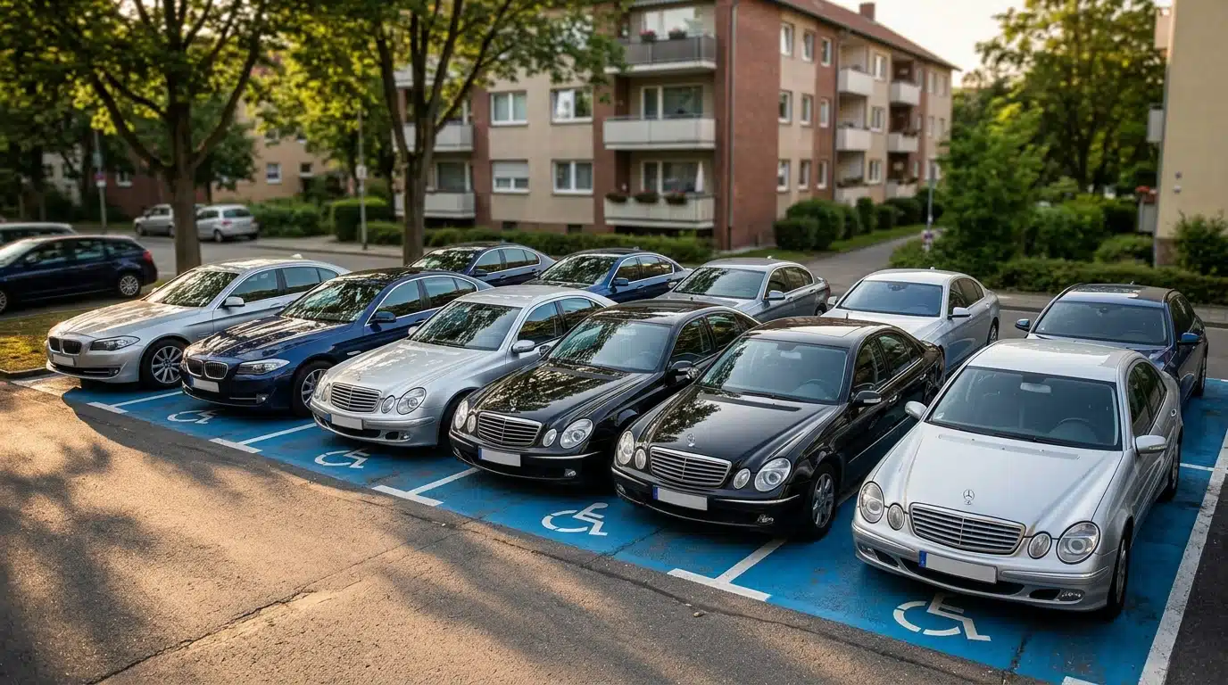 Voitures de luxe garées sur des places handicapées