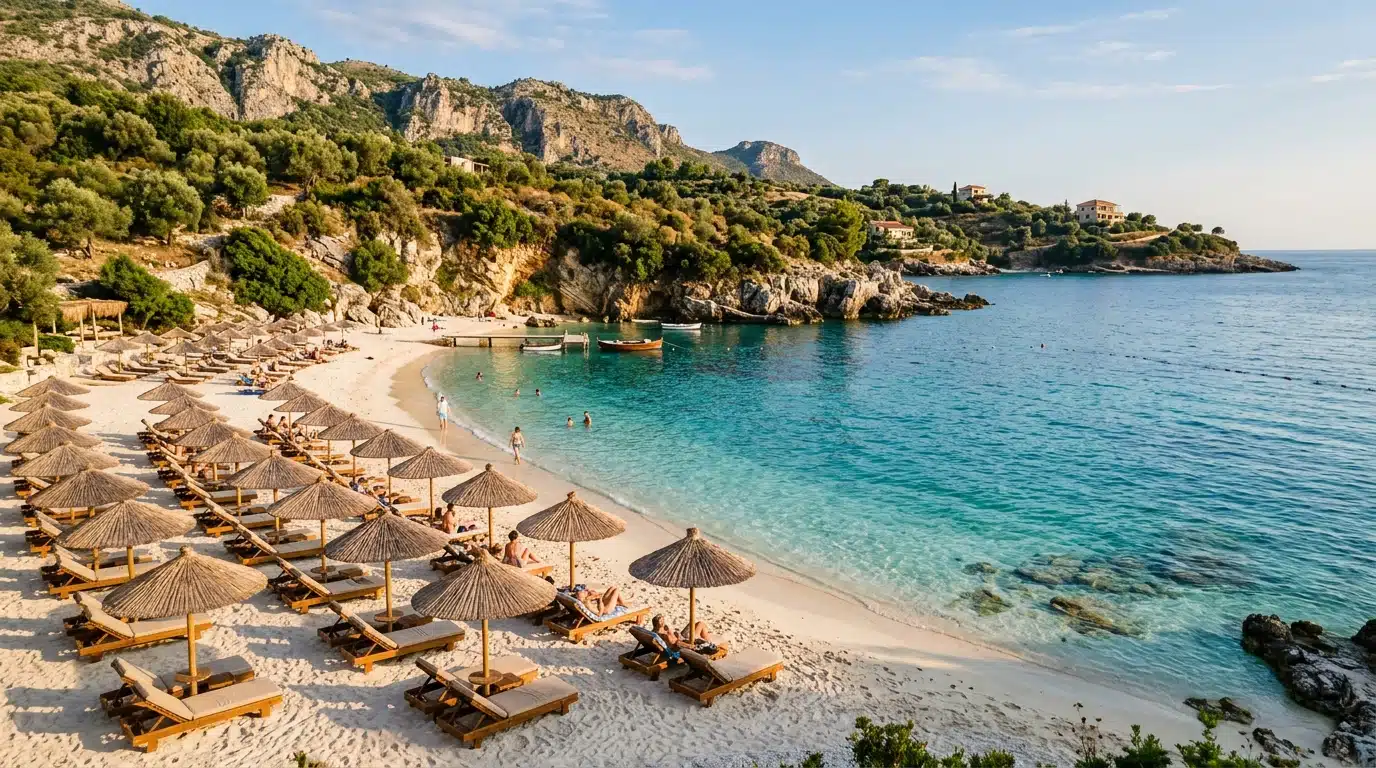 Plage de sable blanc et eaux turquoise de Ksamil