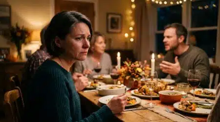 Repas de famille tendu autour d'une table d'automne