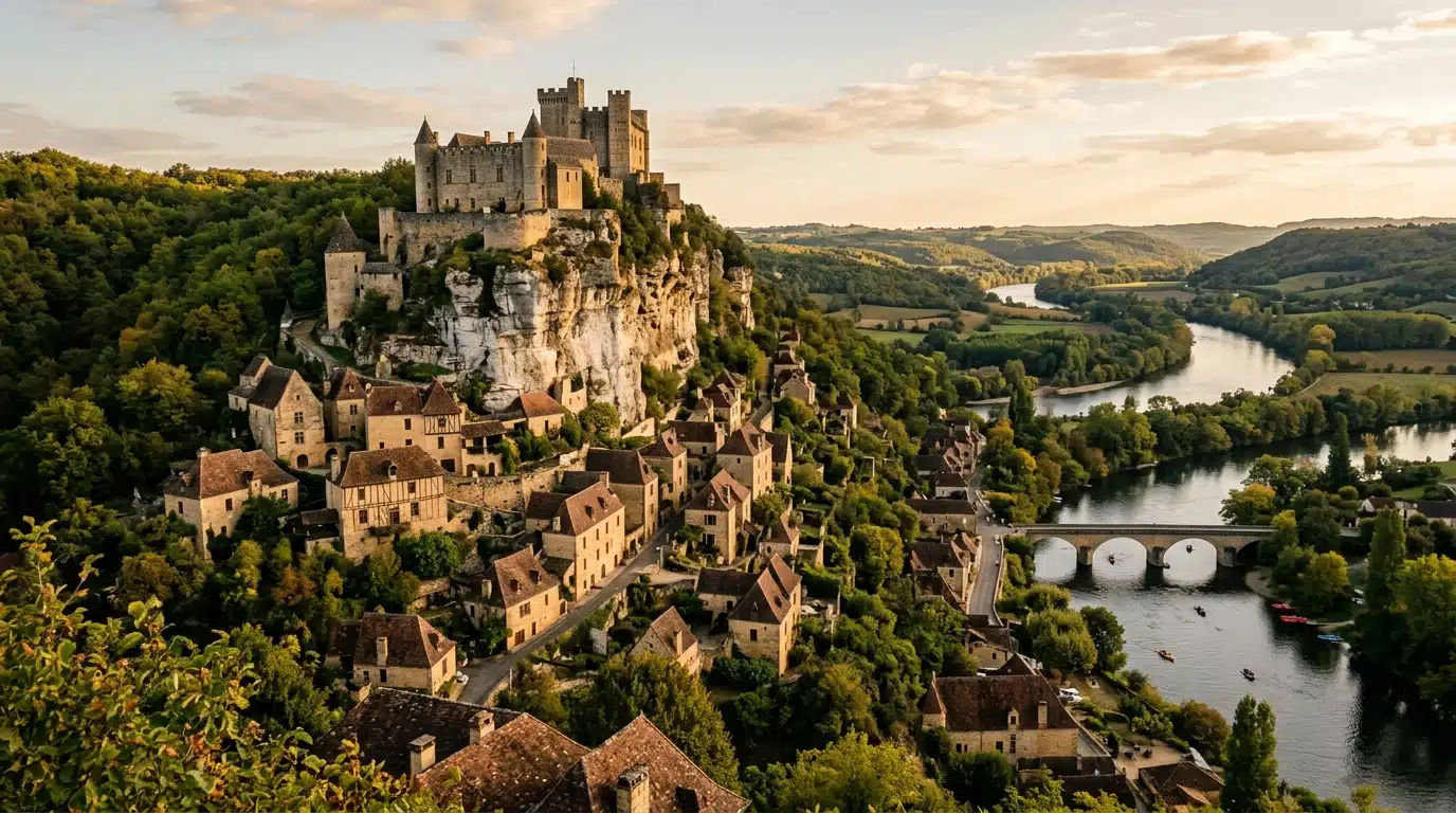 Village troglodytique adossé à une falaise de craie