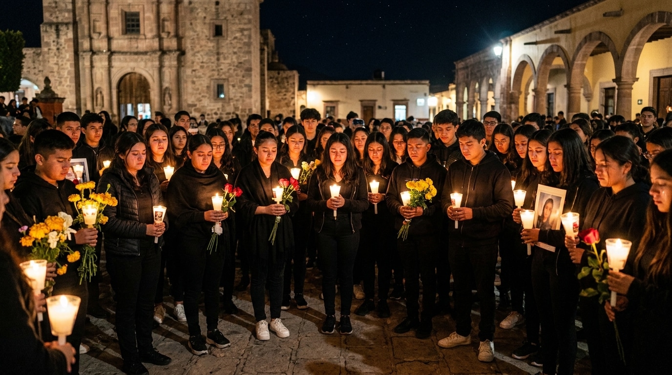 Veillée nocturne de jeunes vêtus de noir au Mexique