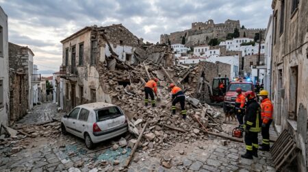 Immeuble effondré après une explosion près de l'Acropole