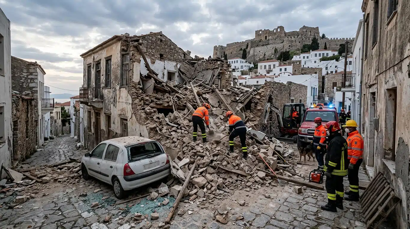 Immeuble effondré après une explosion près de l'Acropole