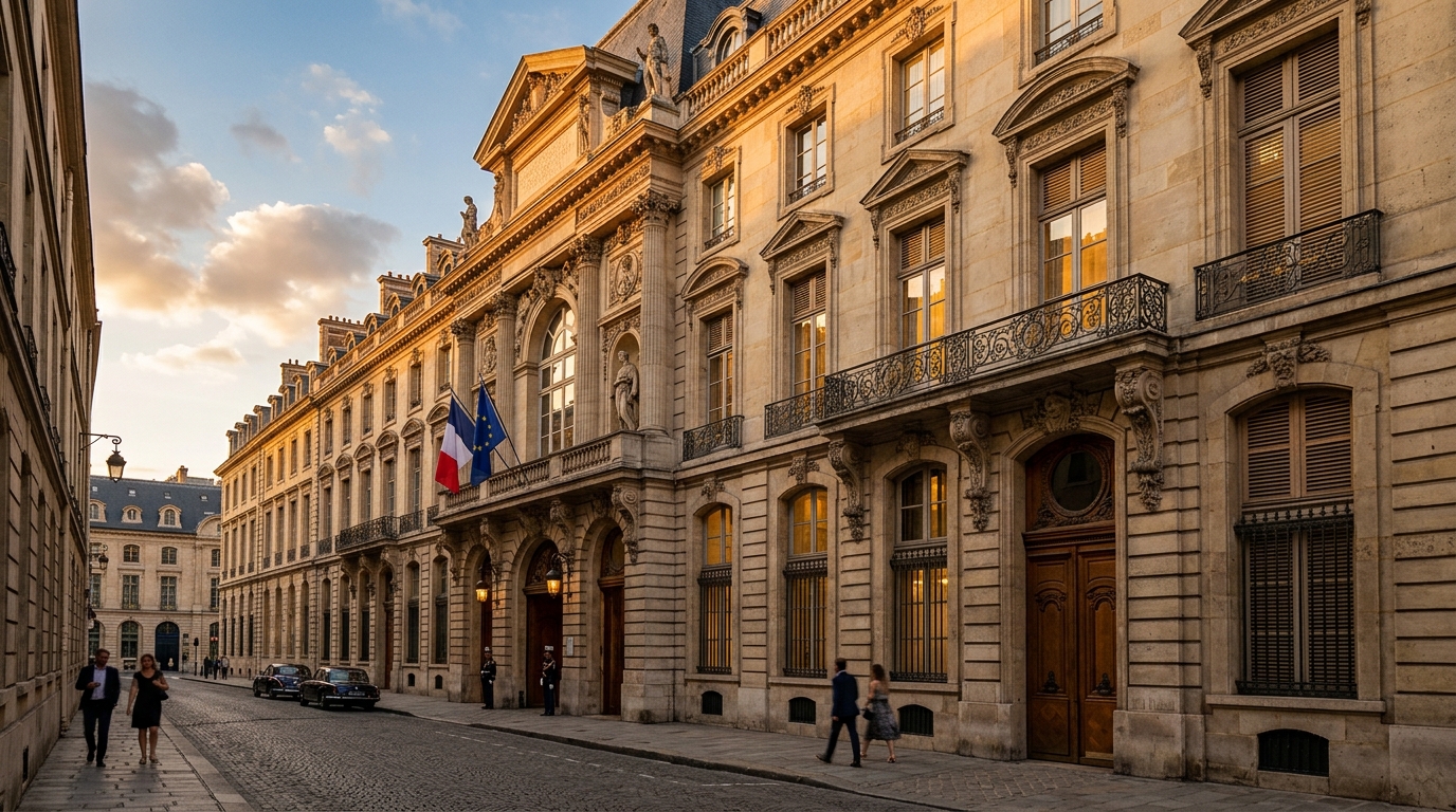 Façade du ministère de la Culture rue de Valois à Paris