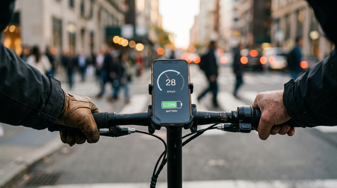 Mains sur guidon avec application de suivi batterie