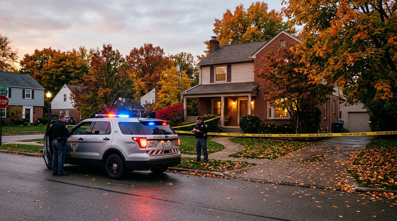 Voiture de police devant une maison de l'Ohio
