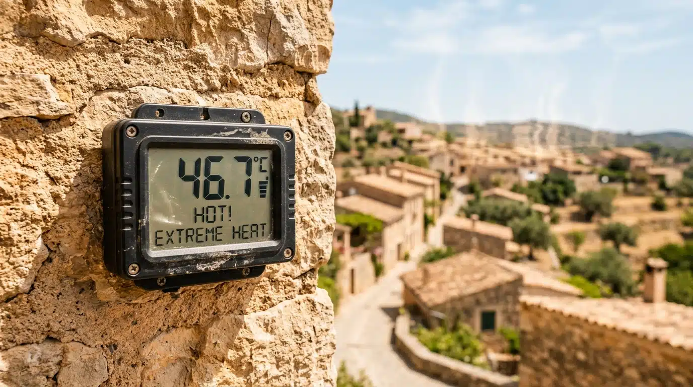 Thermomètre extérieur affichant une chaleur intense