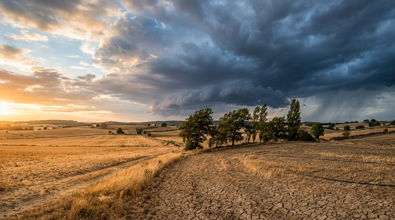 Ciel contrasté entre soleil et orage sur la France