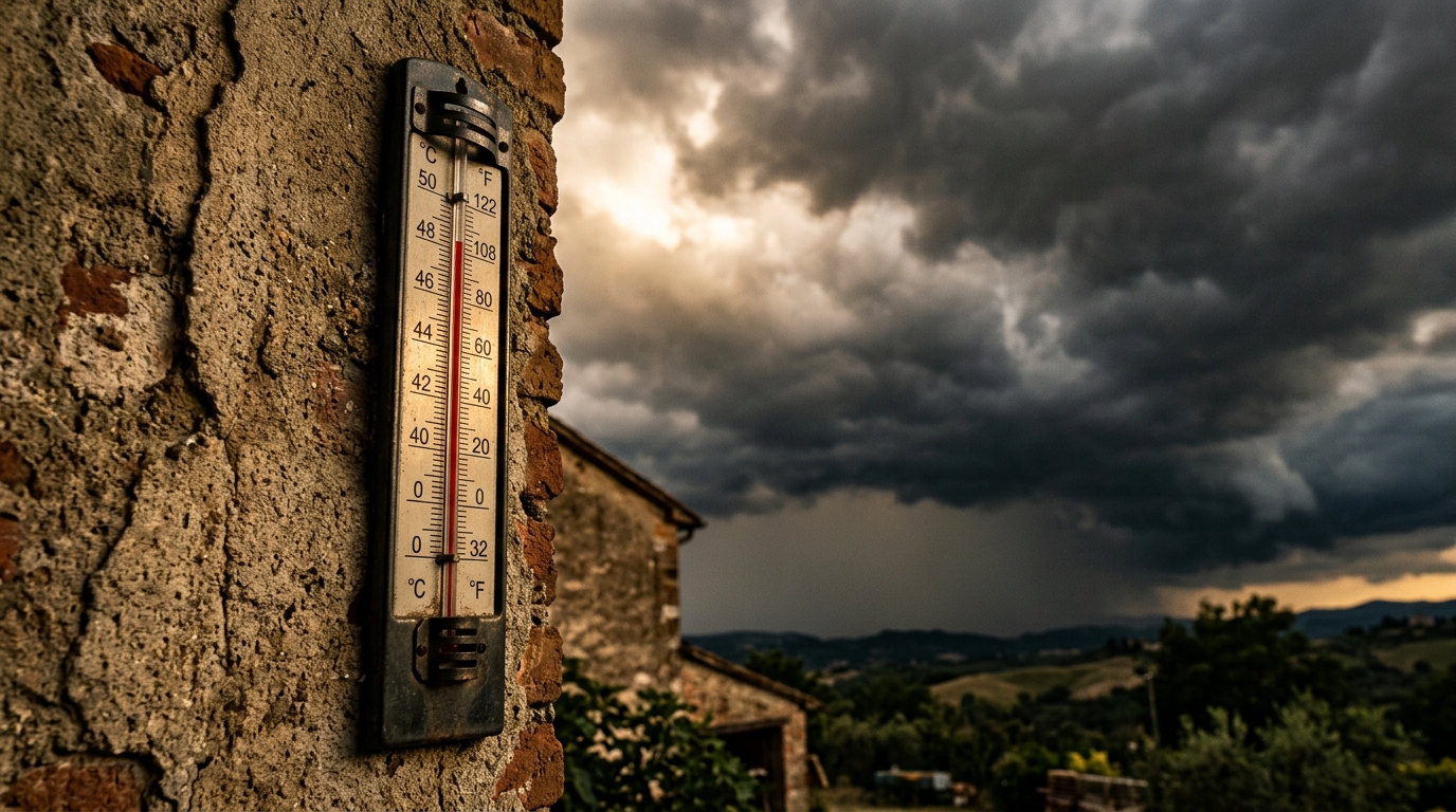Thermomètre extérieur avec orage en approche