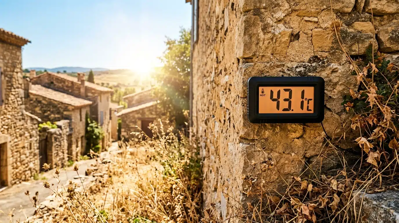 Thermomètre extérieur affichant une température élevée