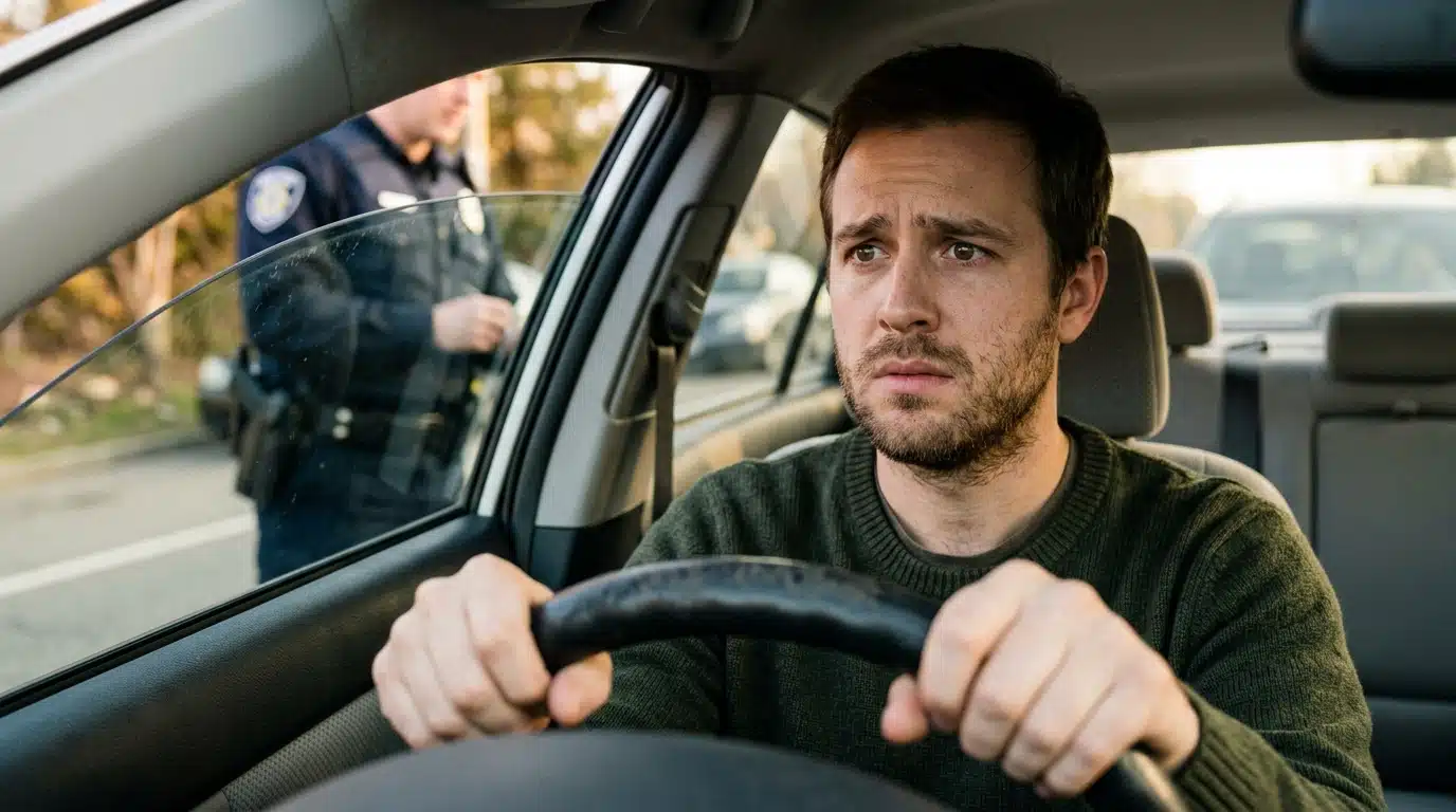 Conducteur anxieux lors d'un contrôle routier