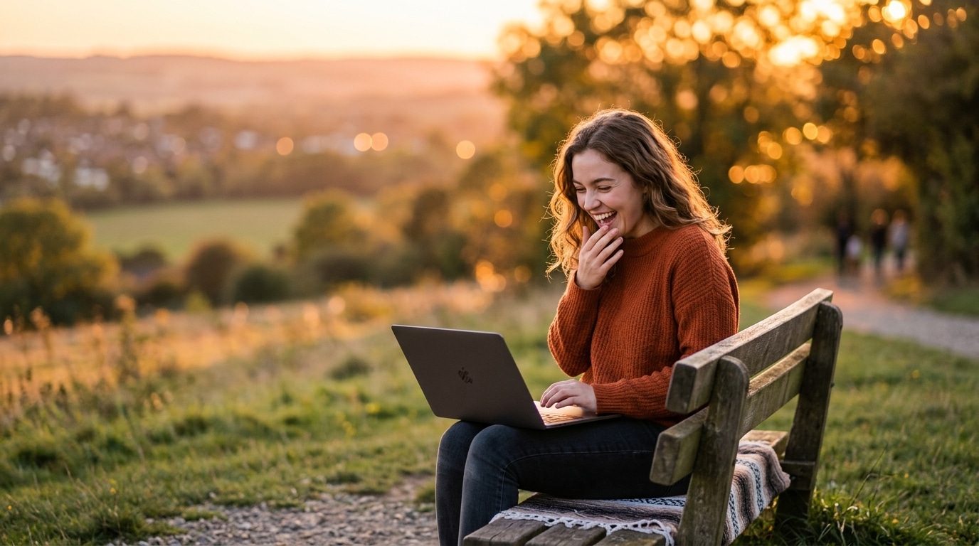 Jeune femme enthousiaste recevant une opportunité professionnelle