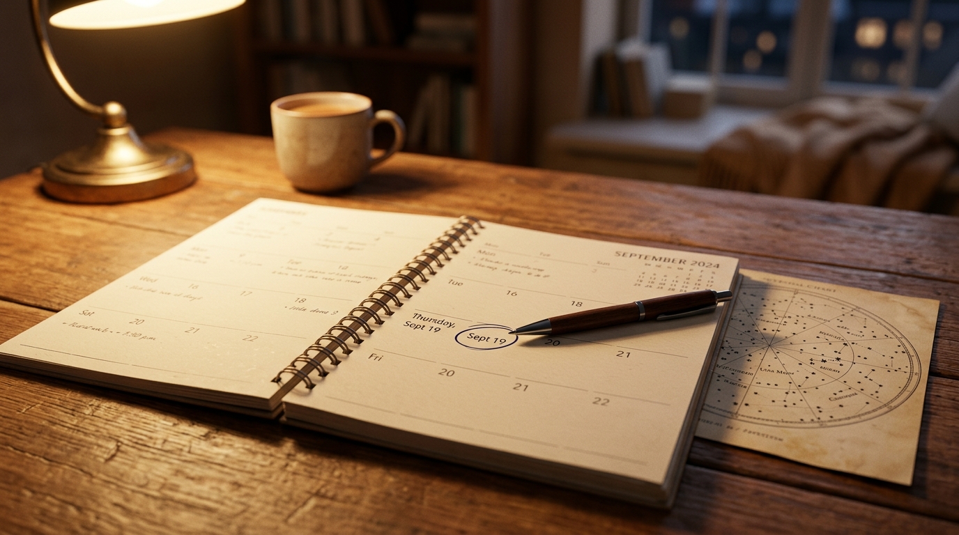 Agenda ouvert avec une date entourée au stylo