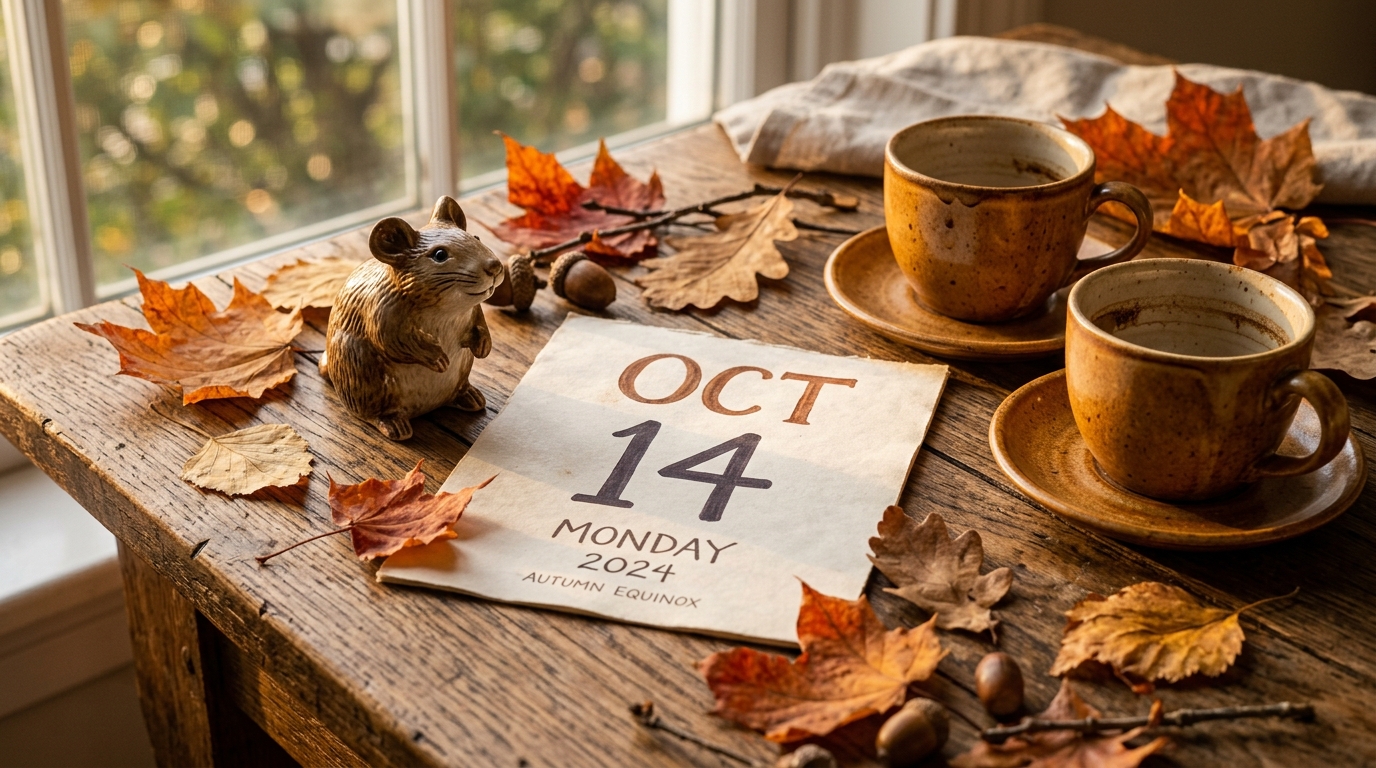 Calendrier d'automne avec figurine du rat chinois