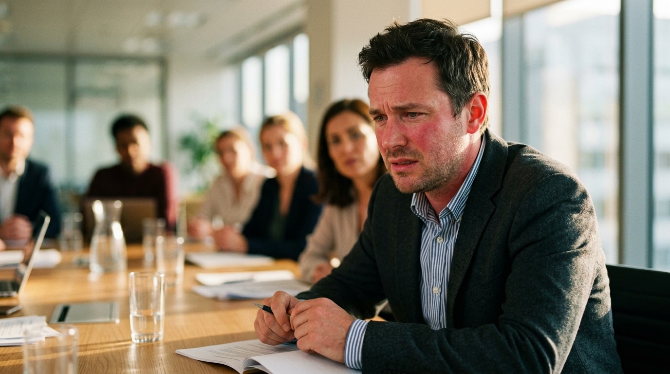 Personne mal à l'aise lors d'une réunion professionnelle