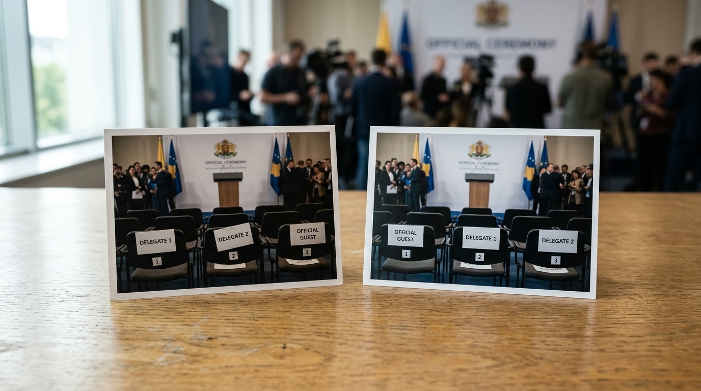 Deux photos comparées montrant un changement de position lors de la cérémonie