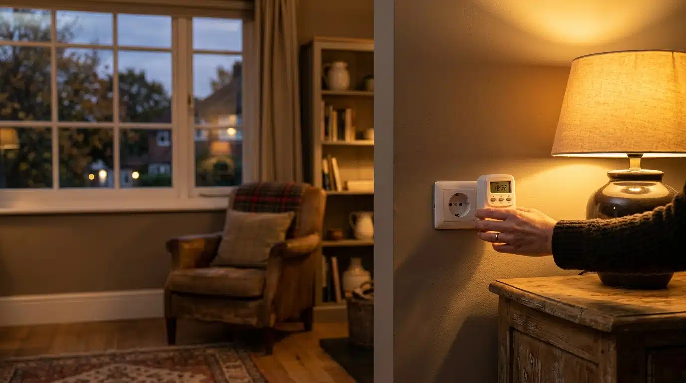 Prise programmable allumant une lampe le soir