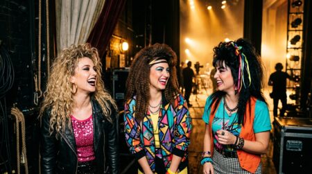 Trois chanteuses des années 80 en tenues pop colorées