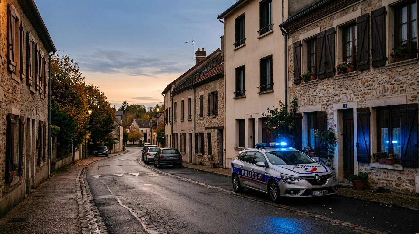 Voiture de police garée devant un immeuble le soir