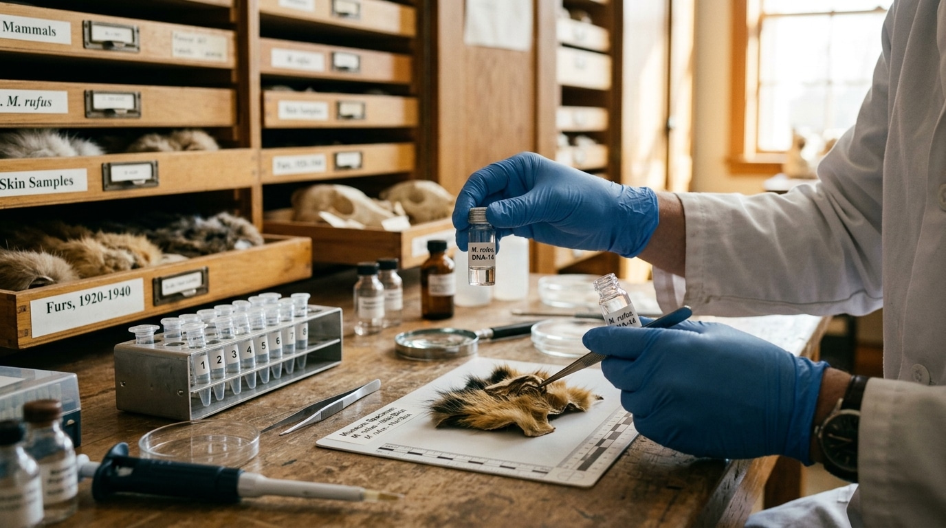 Échantillons ADN et peaux félines en laboratoire