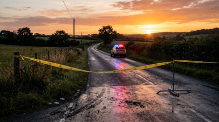 Route isolée où le nouveau-né a été retrouvé sans vie
