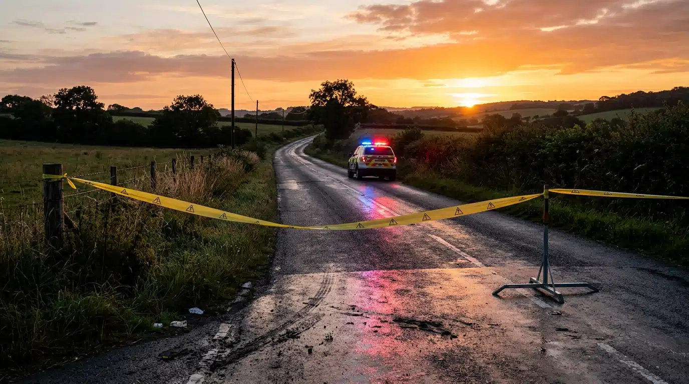 Route isolée où le nouveau-né a été retrouvé sans vie