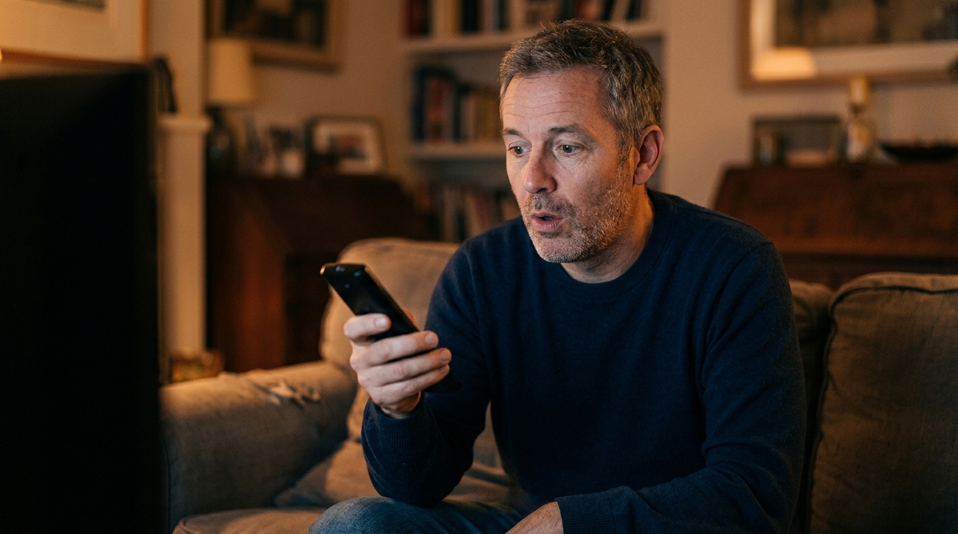 Personne surprise en tenant une télécommande